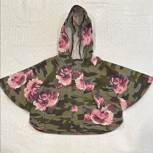 GAP Kids Floral Camo Cape Jacket - Pink and Green